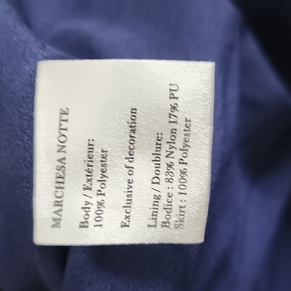 Marchesa Notte Women's Blue Strapless Floral Tea Length Gown Size 10 - Picture 16 of 16